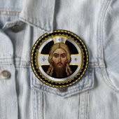 Het gezicht van Christus orthodox zwart icoon Ronde Button 4,0 Cm (In situ)