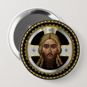 Het gezicht van Christus orthodox zwart icoon Ronde Button 4,0 Cm (Voorkant /achterkant)