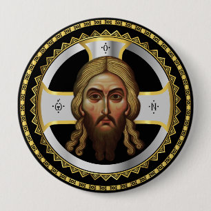 Het gezicht van Christus orthodox zwart icoon Ronde Button 4,0 Cm