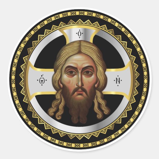 Het gezicht van Christus orthodox zwart icoon Ronde Sticker (Voorkant)