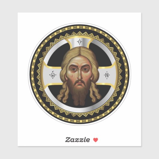 Het gezicht van Christus orthodox zwart icoon Sticker (Vel)