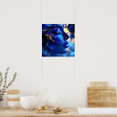 Het gezicht van de blauwe vrouw poster (Keuken)