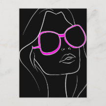 Het gezicht van de vrouw in roze zonnebril Black R