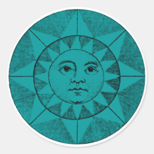 Het gezicht van de zon ronde sticker