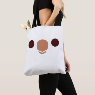 Het gezicht van een albino monniksparkiet tote bag