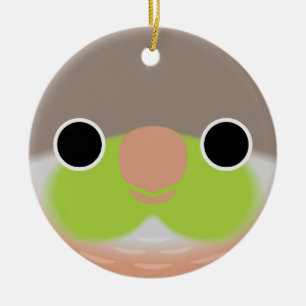Het gezicht van een ananas groene wang parkiet keramisch ornament