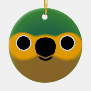 Het gezicht van een bruinkeelparkiet keramisch ornament