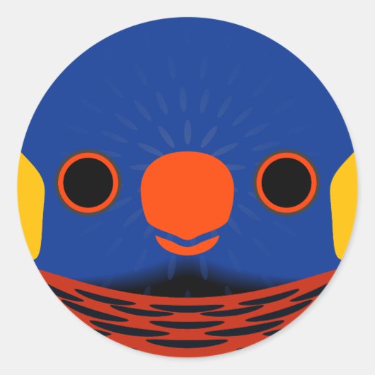 Het gezicht van een Coconut Loriket Ronde Sticker (Voorkant)