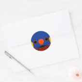 Het gezicht van een Coconut Loriket Ronde Sticker (Envelop)