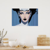 Het gezicht van een Cyborg airbrush schilderij Poster (Keuken)