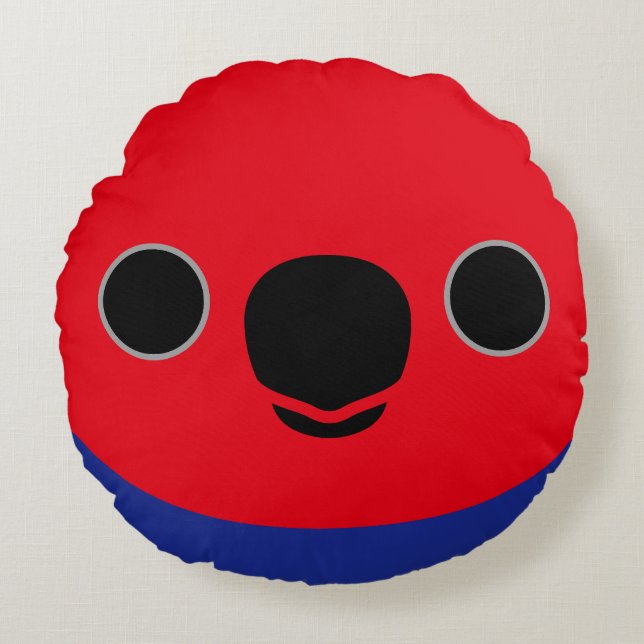 Het gezicht van een Eclectus Parrot (Vrouw) Rond Kussen (Voorkant)