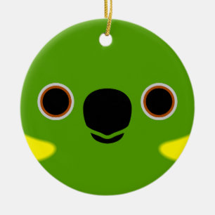 Het gezicht van een geel-gedopte amazone keramisch ornament