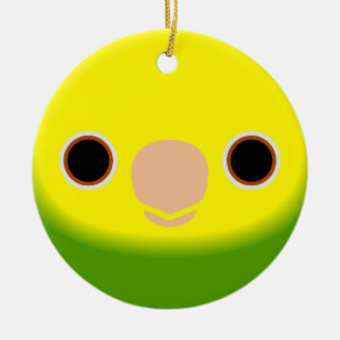 Het gezicht van een gele amazone keramisch ornament