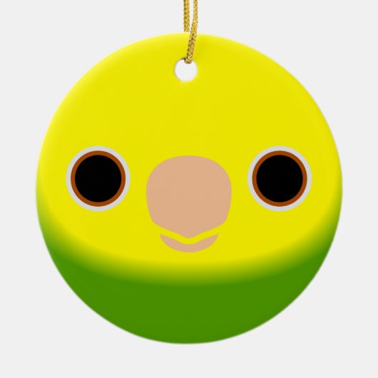 Het gezicht van een gele amazone keramisch ornament (Voorkant)