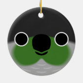 Het gezicht van een groene wang parkiet keramisch ornament (Achterkant)