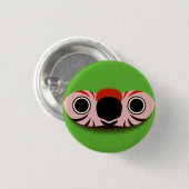 Het gezicht van een grote groene ara ronde button 3,2 cm (Voorkant /achterkant)