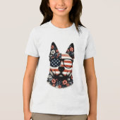 Het gezicht van een Husky met een bloemenpatroon Tri-Blend Shirt (Voorkant)