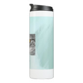 Het gezicht van een kat onder de blauwe oceaan thermosbeker (Geroteerd rechts)