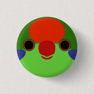 Het gezicht van een loriket met rode voorkant ronde button 3,2 cm
