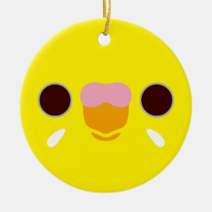Het gezicht van een lutino budgie keramisch ornament