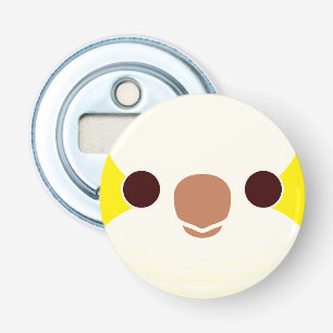 Het gezicht van een Lutino Monk Parkiet Button Flesopener