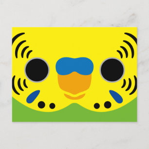 Het gezicht van een normale mannelijke budgie feestdagenkaart