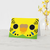 Het gezicht van een normale vrouw budgie kaart (Gele Bloem)