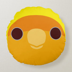 Het gezicht van een oranje lutino perzik-geconfron rond kussen