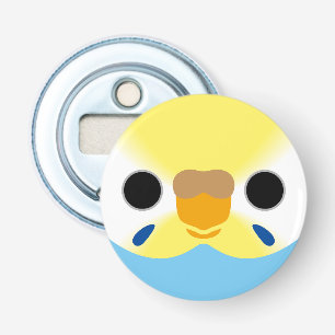 Het gezicht van een pastel regenboog vrouw budgie button flesopener