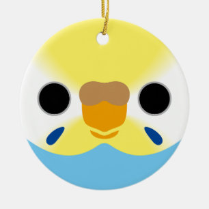 Het gezicht van een pastel regenboog vrouw budgie keramisch ornament