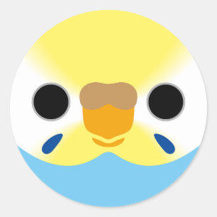 Het gezicht van een pastel regenboog vrouw budgie ronde sticker