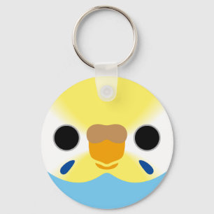Het gezicht van een pastel regenboog vrouw budgie sleutelhanger