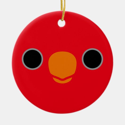 Het gezicht van een rode Lory Keramisch Ornament (Voorkant)