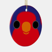 Het gezicht van een rood-blauwe Lory Keramisch Ornament (Rechts)