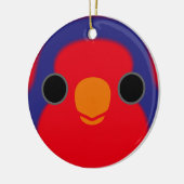 Het gezicht van een rood-blauwe Lory Keramisch Ornament (Links)