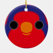 Het gezicht van een rood-blauwe Lory Keramisch Ornament (Achterkant)
