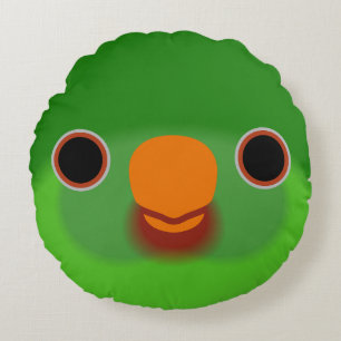 Het gezicht van een rood-chinned loriket rond kussen