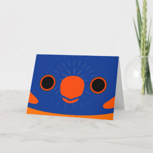 Het gezicht van een roodharige loriket kaart