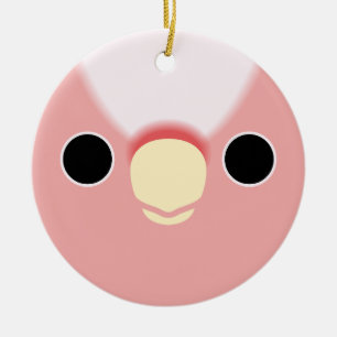 Het gezicht van een roze kaketoe keramisch ornament