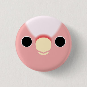 Het gezicht van een roze kaketoe ronde button 3,2 cm