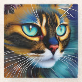 Het gezicht van een schattig Lynx-punt Siamese Glazen Onderzetter (Voorkant)