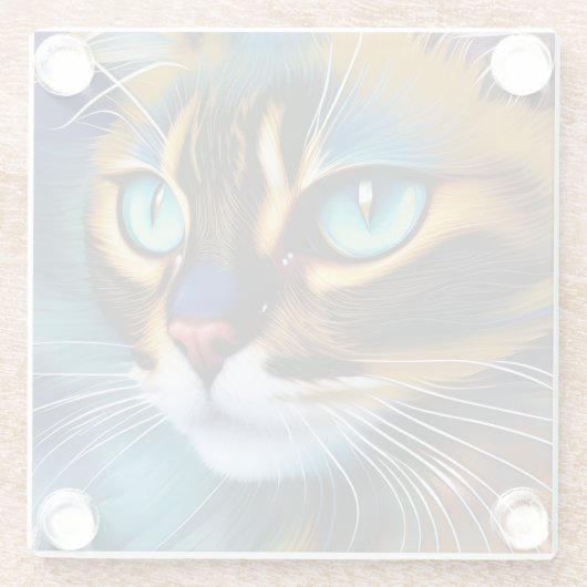 Het gezicht van een schattig Lynx-punt Siamese Glazen Onderzetter (Achterkant)