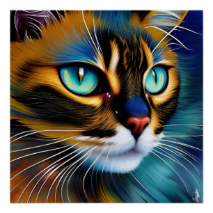 Het gezicht van een schattig Lynx-punt Siamese Perfect Poster