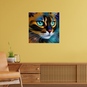 Het gezicht van een schattig Lynx-punt Siamese Poster