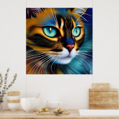 Het gezicht van een schattig Lynx-punt Siamese Poster (Keuken)