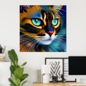 Het gezicht van een schattig Lynx-punt Siamese Poster (Thuiskantoor)