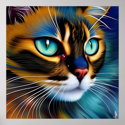 Het gezicht van een schattig Lynx-punt Siamese Poster (Voorkant)