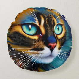 Het gezicht van een schattig Lynx-punt Siamese Rond Kussen