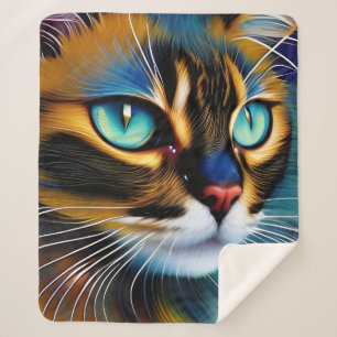 Het gezicht van een schattig Lynx-punt Siamese Sherpa Deken