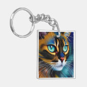 Het gezicht van een schattig Lynx-punt Siamese Sleutelhanger (Voorkant Links)